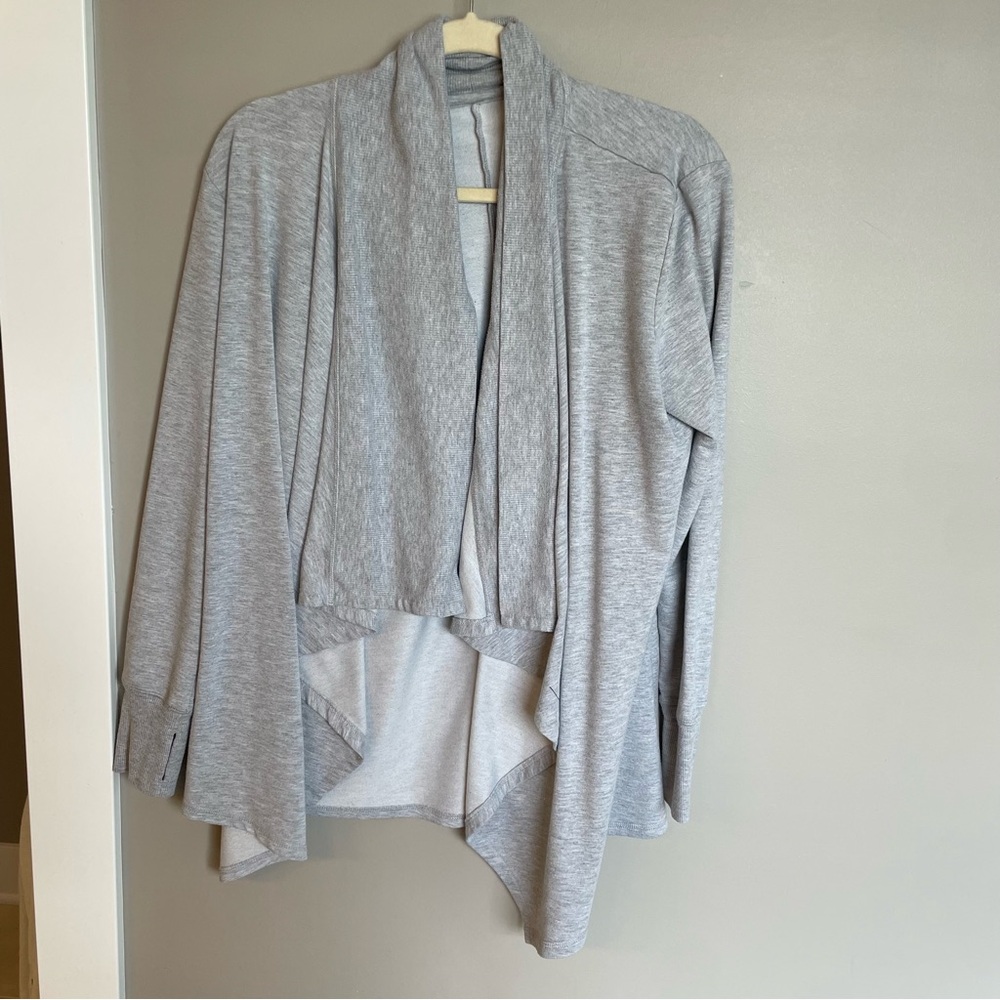 Apana Gray Open-Front Cardigan with Shawl Collar